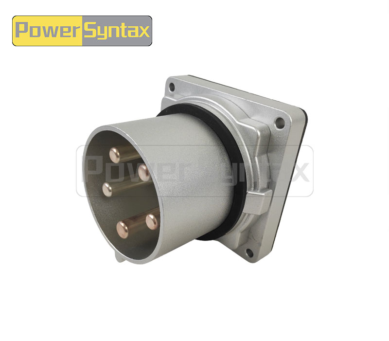 PowerSyntax 4P 160A IP67 380V Heavy Duty High Current Panel Mounted Appliance Inlet Plug Part No.75261X