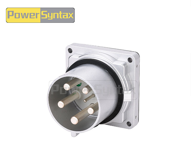 PowerSyntax 4P 200A IP67 380V Heavy Duty High Current Panel Mounted Appliance Inlet Plug Part No.75261