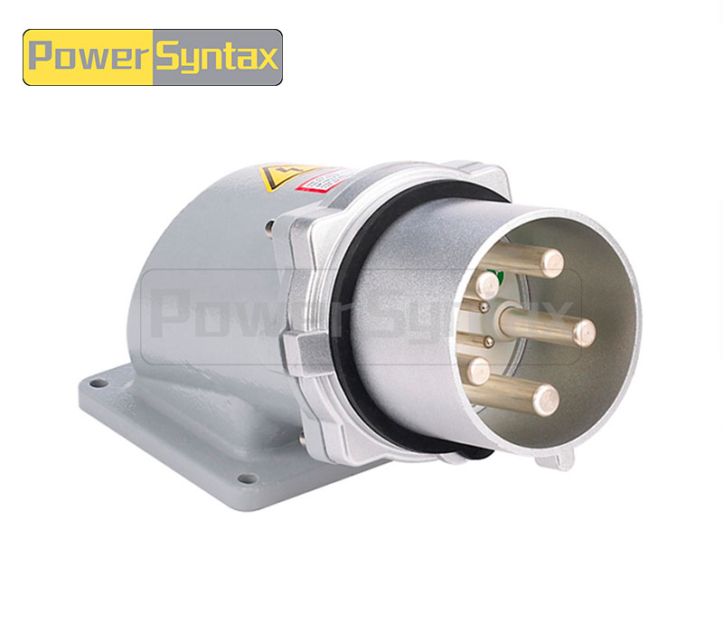 PowerSyntax 4P 200A IP67 380V Heavy Duty High Current Wall Mounting Angled Industrial Plug Part No. 75311