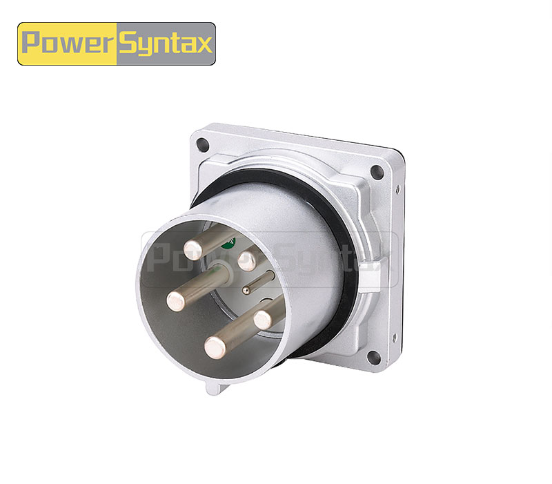 PowerSyntax 5P 200A IP67 380V Heavy Duty High Current Panel Mounted Appliance Inlet Plug Part No.75266
