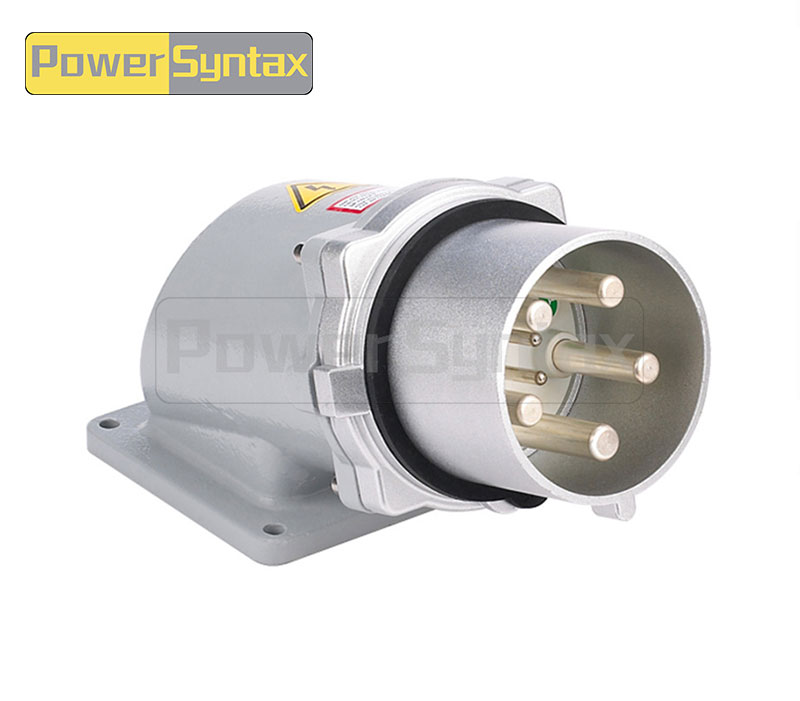 PowerSyntax 5P 200A IP67 380V Heavy Duty High Current Wall Mounting Angled Industrial Plug Part No.75316