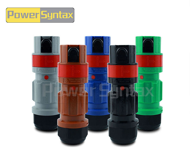 PowerSyntax Line Source Full Set of 5 x 400A IP67 High Current Power Connectors European Standard Male Plugs LSM Series