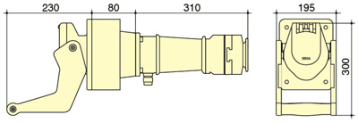 PowerSyntax Shore Power High Current Industrial Panel Mounted Male Connector 4P 350A 400V IP67 Part No. MB350A-L-BP