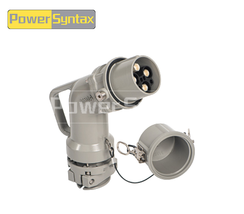 PowerSyntax Shore Power High Current Industrial Female Plug Angled Type 4P 250A 400V IP67 Part No. MB250A-BS-B