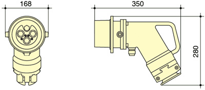 PowerSyntax Shore Power High Current Industrial Female Plug Angled Type 4P 350A 400V IP67 Part No. MB350A-BS-B
