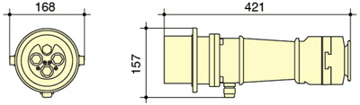 PowerSyntax Shore Power High Current Industrial Female Plug Straight Type 4P 350A 400V IP67 Part No. MB350A-BS-S