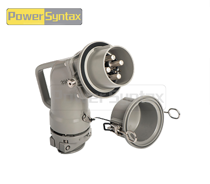 PowerSyntax Shore Power High Current Industrial Male Plug Angled Type 4P 350A 400V IP67 Part No. MB350A-AP-B