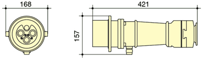 PowerSyntax Shore Power High Current Industrial Male Plug Straight Type 4P 350A 400V IP67 Part No. MB350A-AP-S