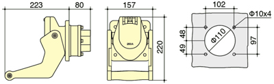PowerSyntax Shore Power High Current Industrial Panel Mounted Female Socket 4P 250A 400V IP67 Part No. MB250A-AS