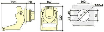 PowerSyntax Shore Power High Current Industrial Panel Mounted Male Socket 4P 250A 400V IP67 Part No. MB250A-BP