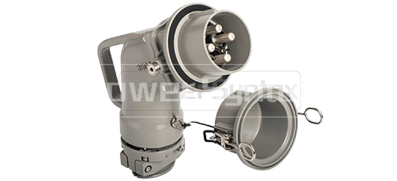 PowerSyntax Shore Power High Current Industrial Male Plug Angled Type 4P 350A 400V IP67 Part No. MB350A-AP-B